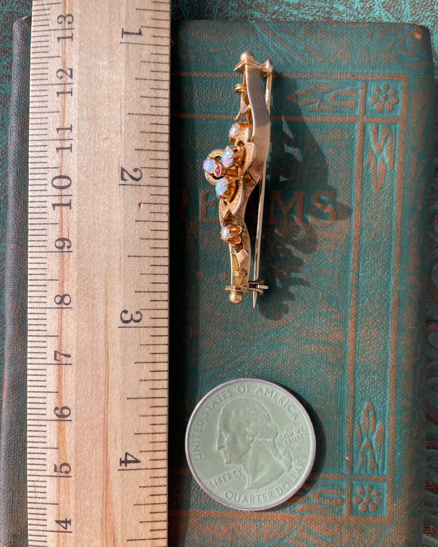 Clover & Flowers Pin or Charm - 14k