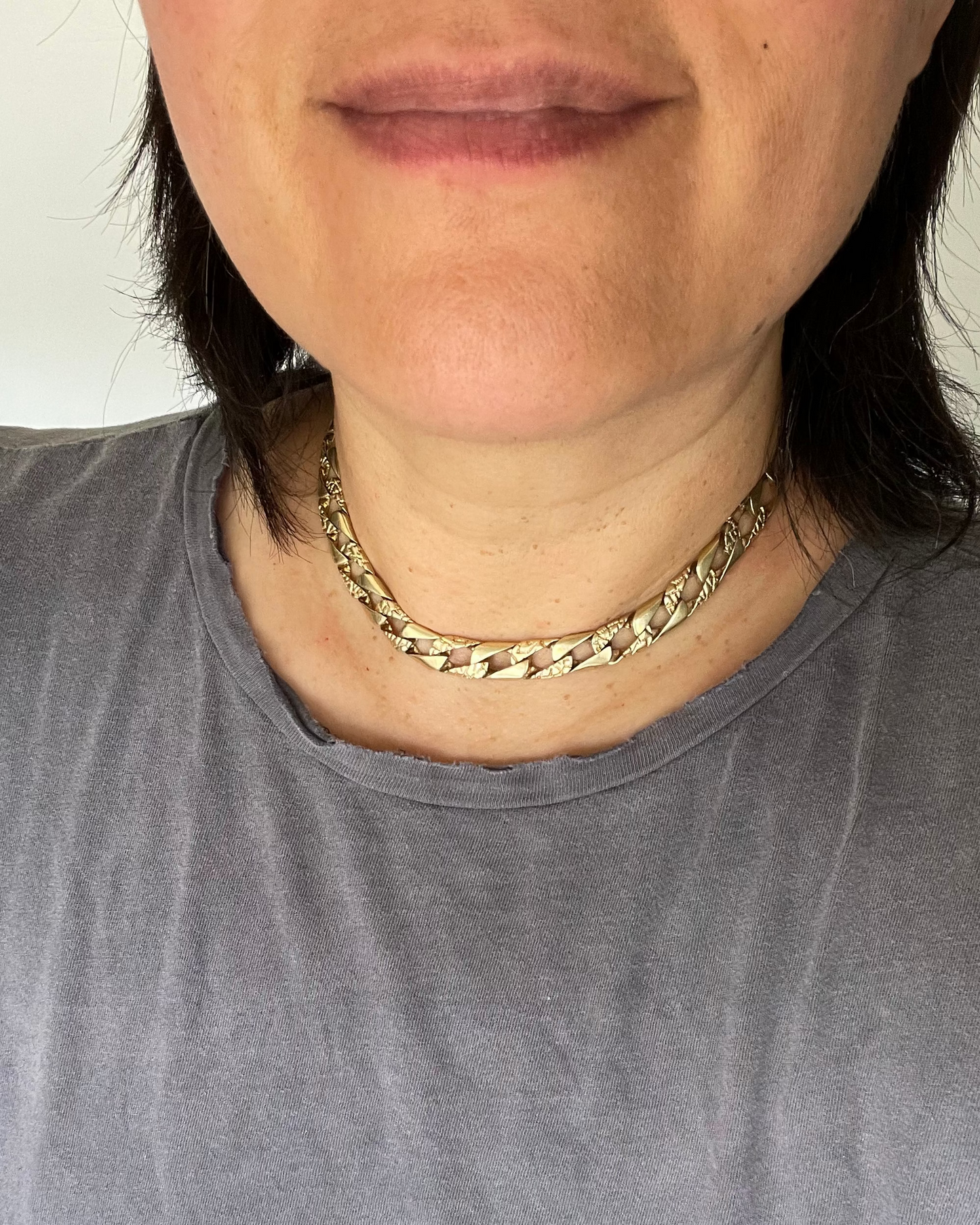 Two Texture Curb Bracelet - 14k