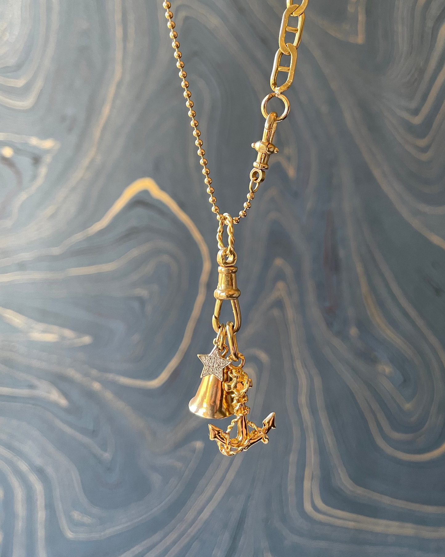 Anchor & Rope Charm - 14k