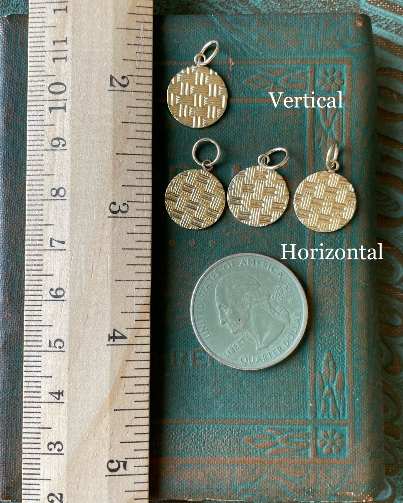 Basketweave Button Charm - 13k