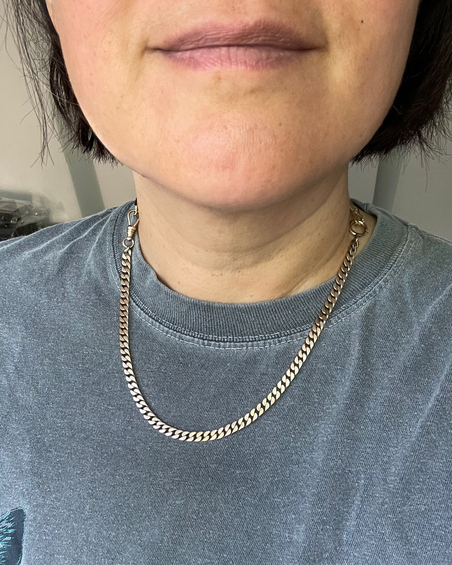 Flat Curb Watch Chain - 9k