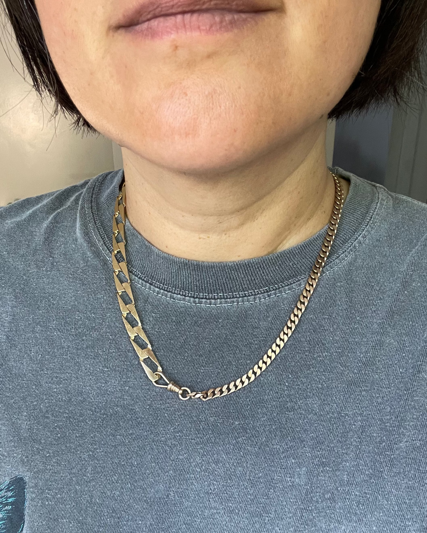 Flat Curb Watch Chain - 9k