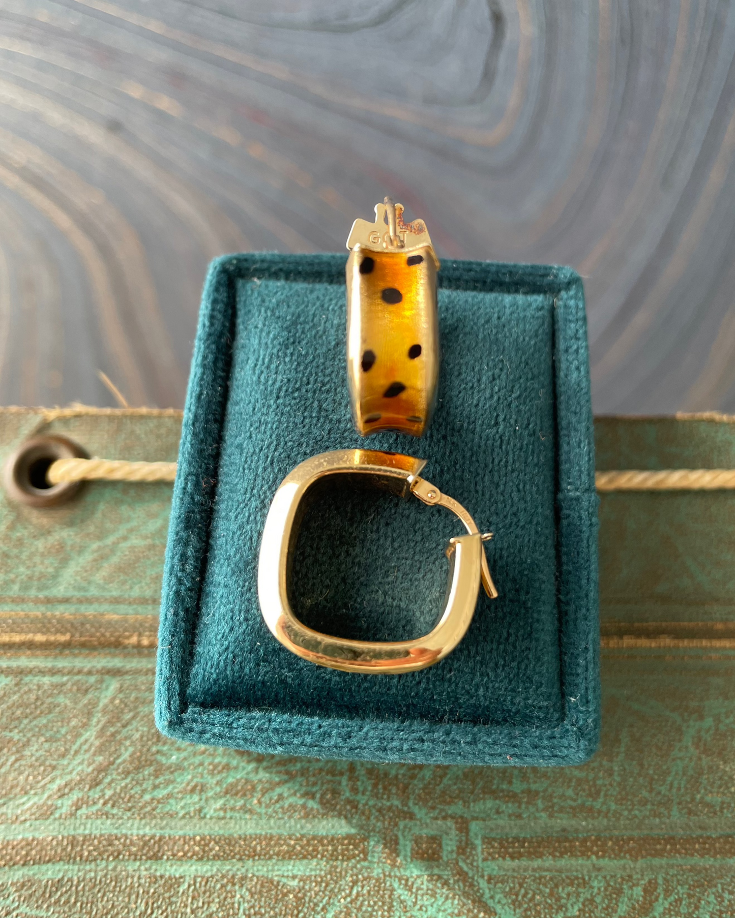 Cheetah Enamel Hoops - 14k