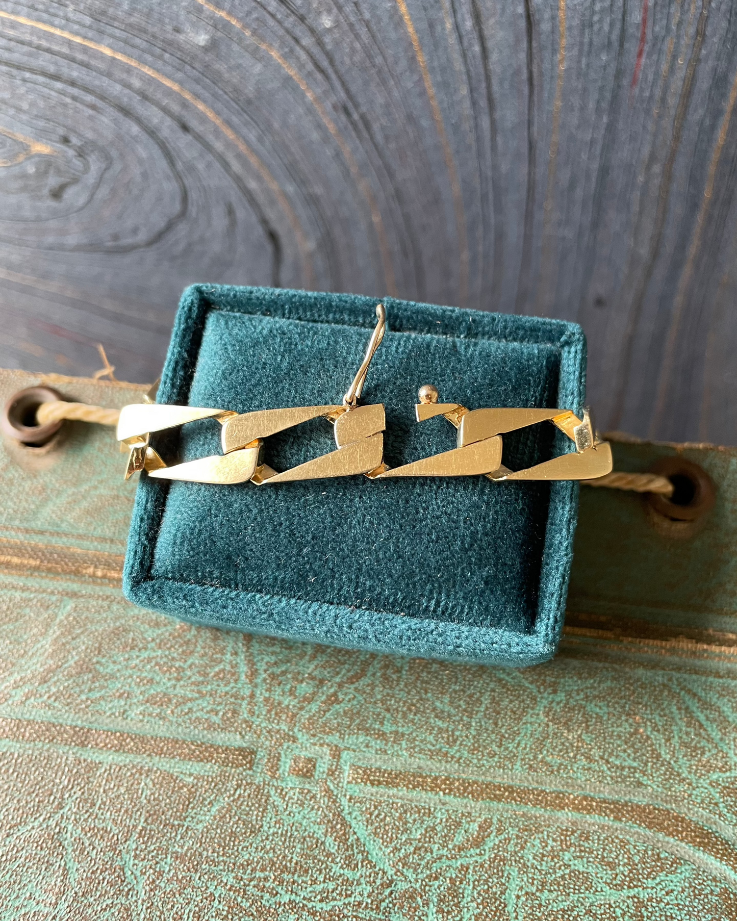 Elongated Rectangular Curb Bracelet- 14k