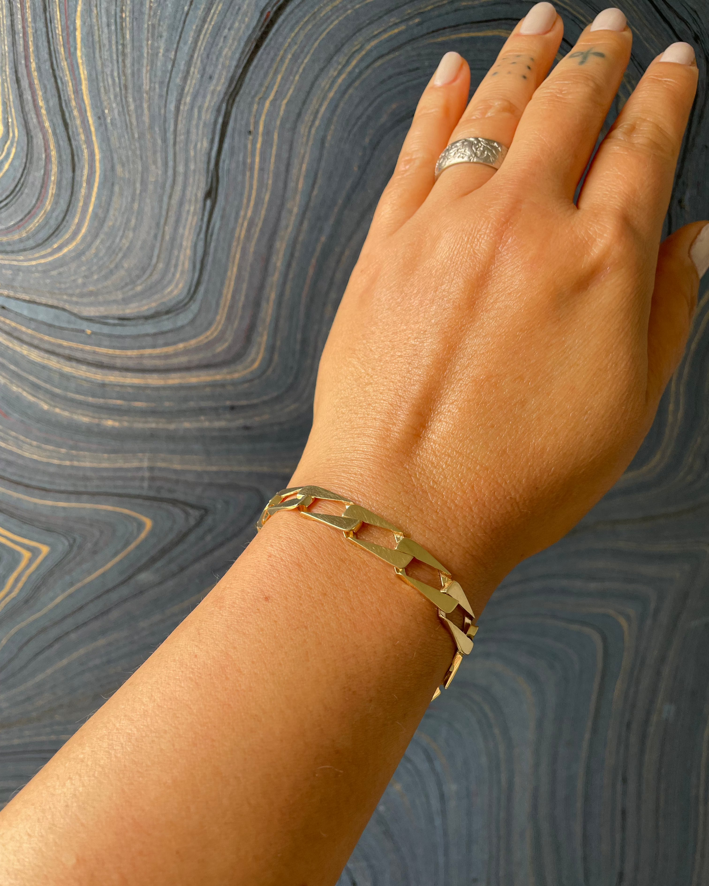 Elongated Rectangular Curb Bracelet- 14k
