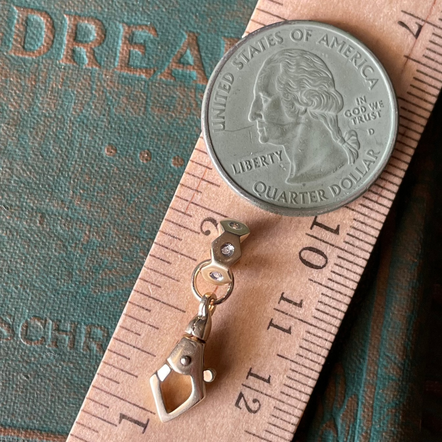 Hex Pointer Clasp Charm - 14k