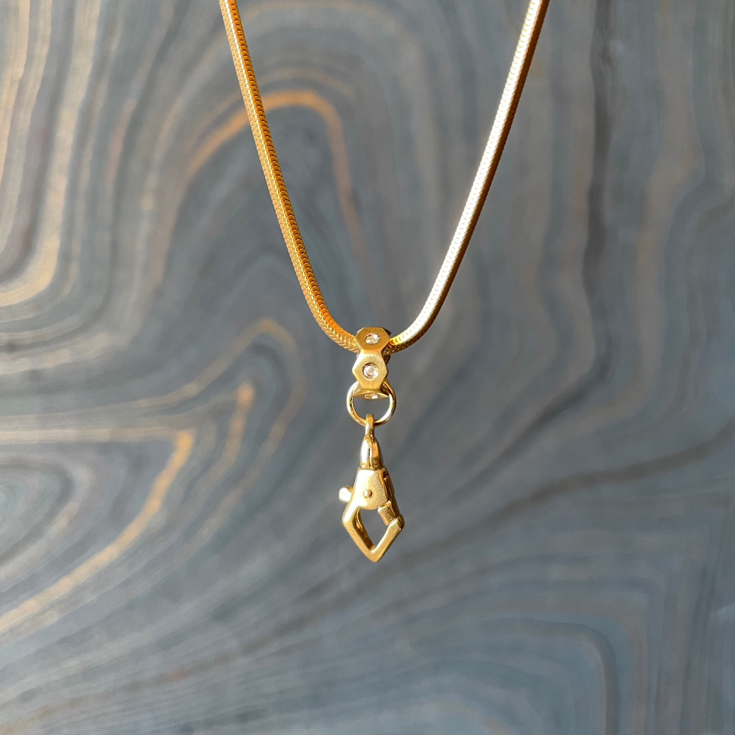Hex Pointer Clasp Charm - 14k