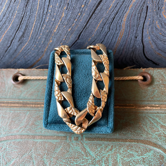 Two Texture Curb Bracelet - 14k