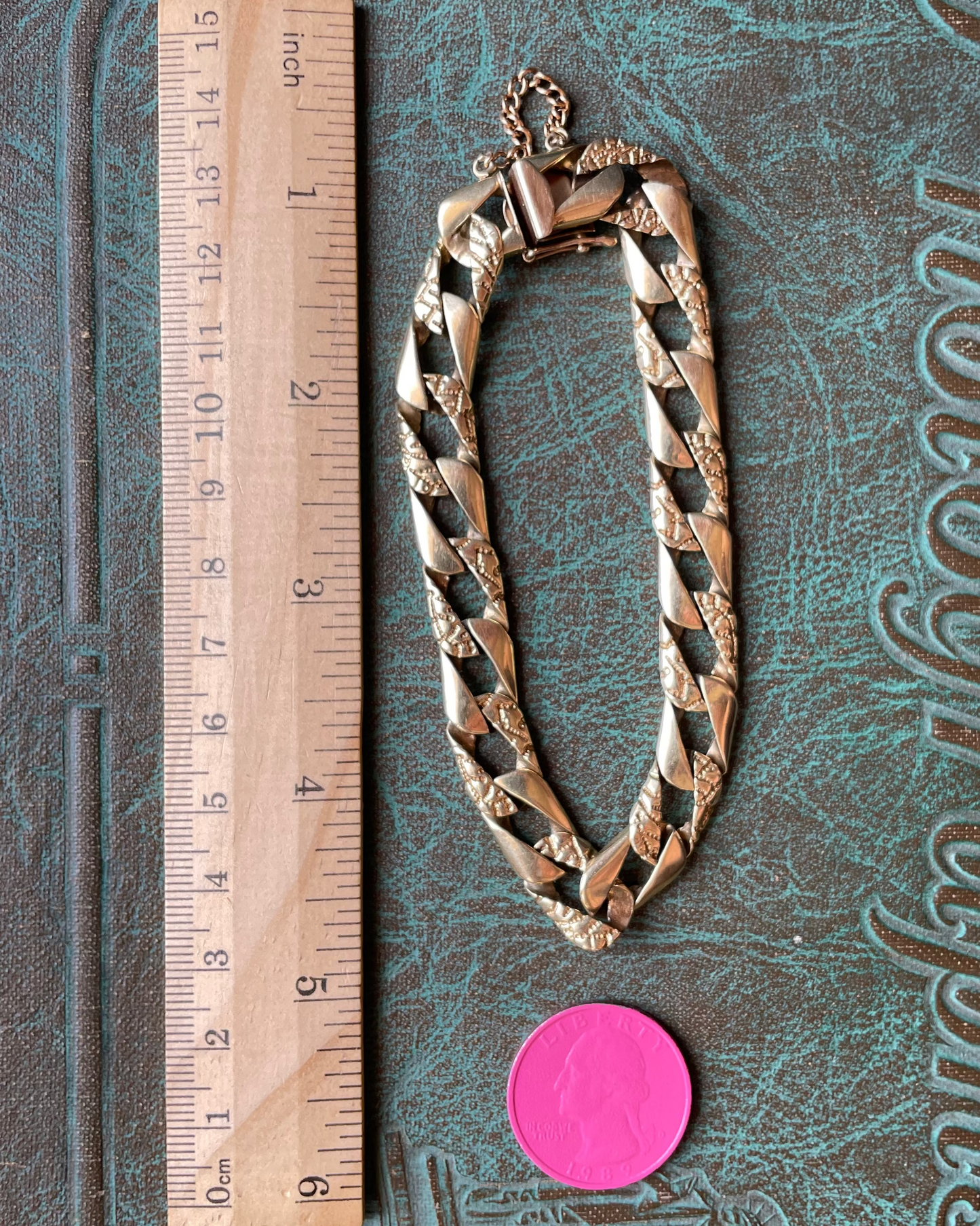 Two Texture Curb Bracelet - 14k