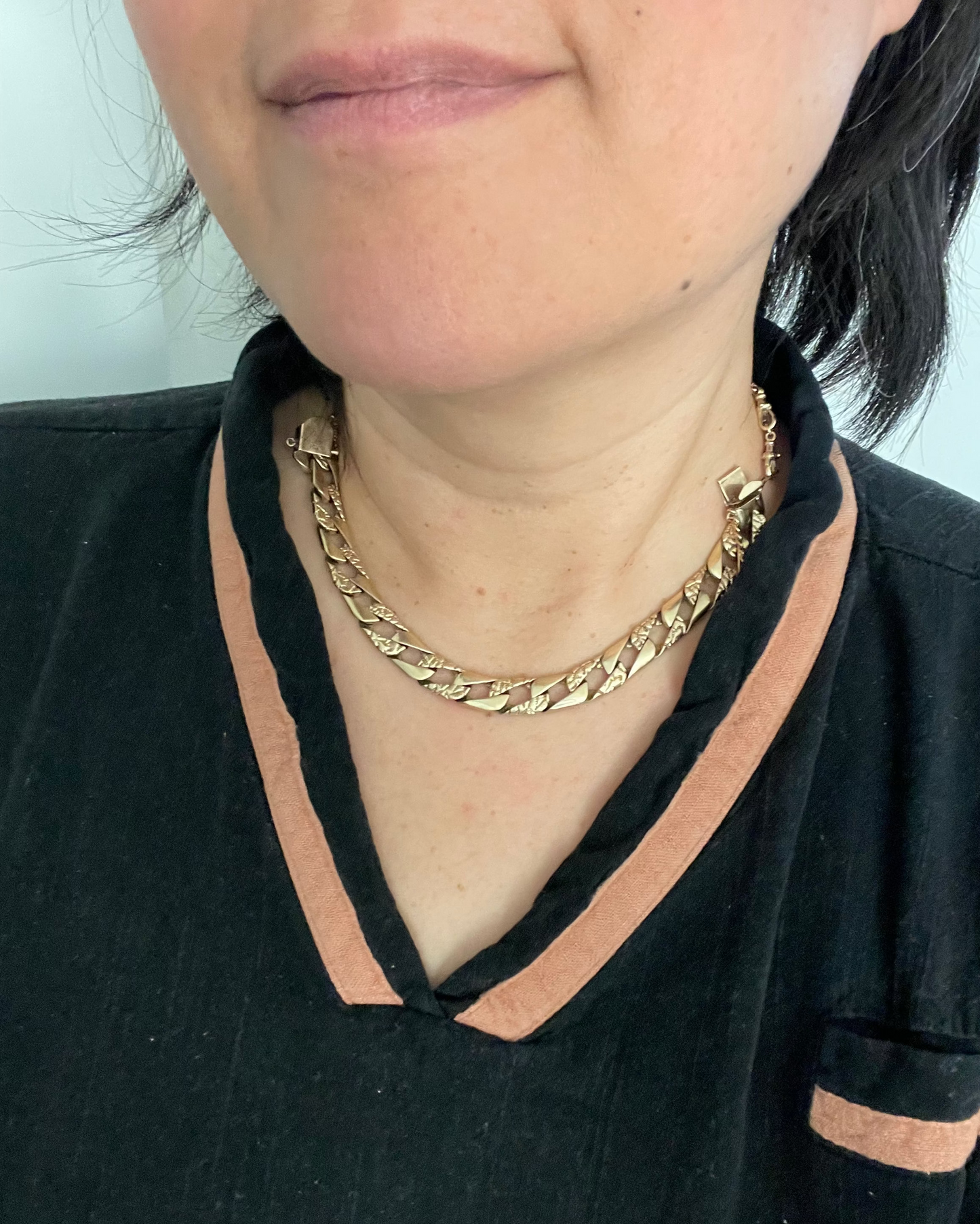 Two Texture Curb Bracelet - 14k