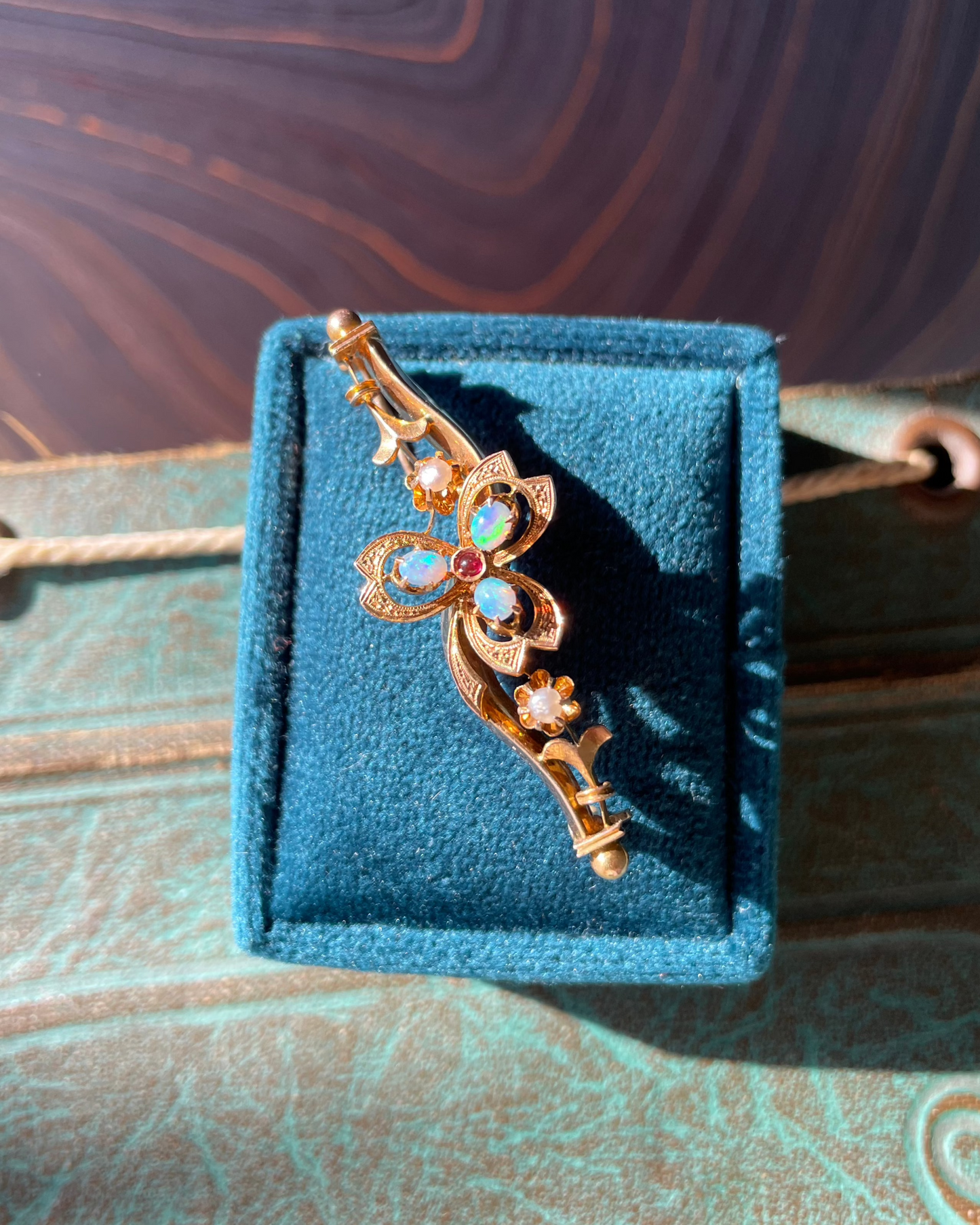 Clover & Flowers Pin or Charm - 14k