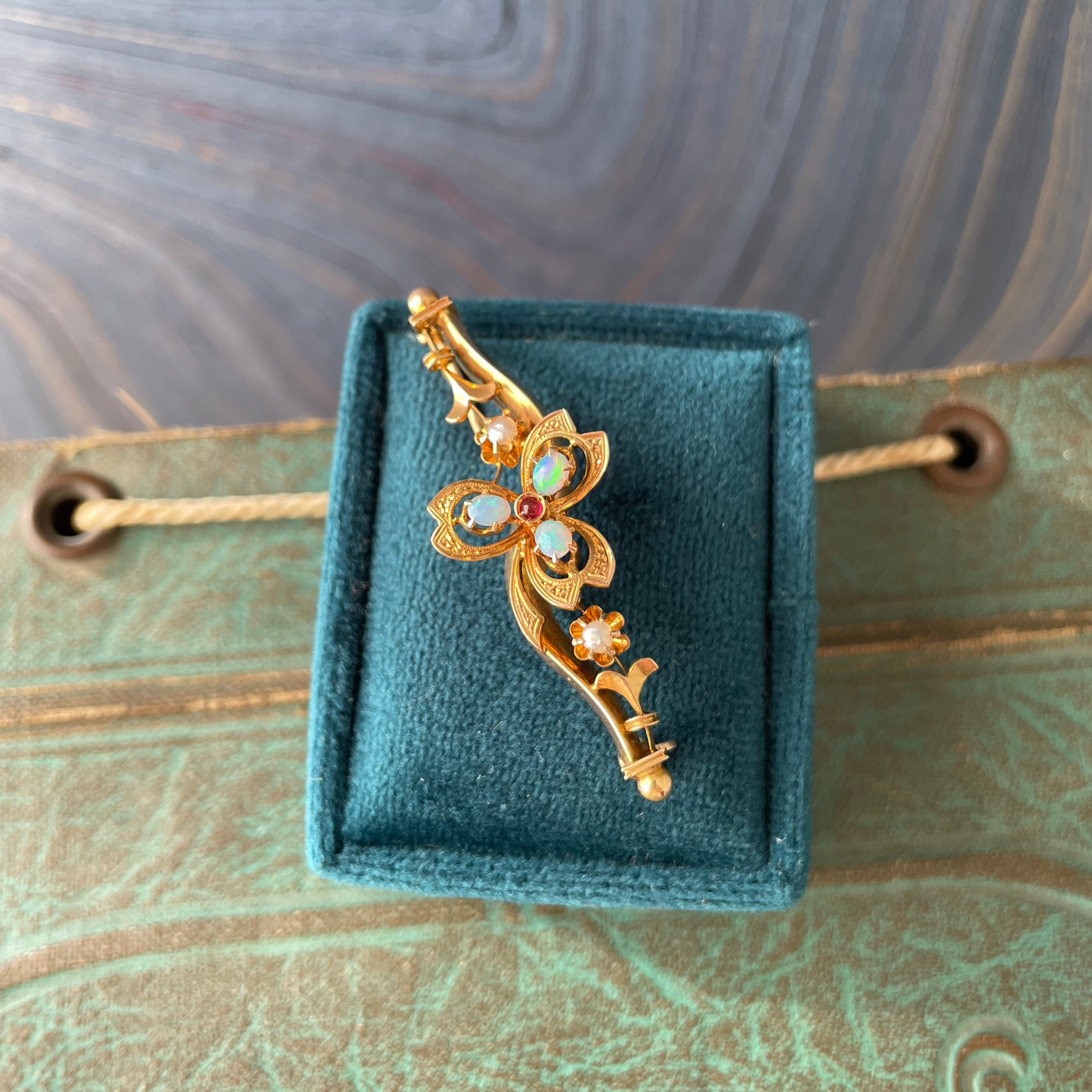 Clover & Flowers Pin or Charm - 14k