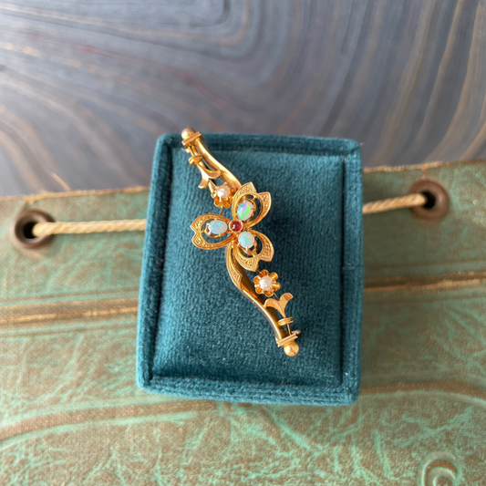 Clover & Flowers Pin or Charm - 14k