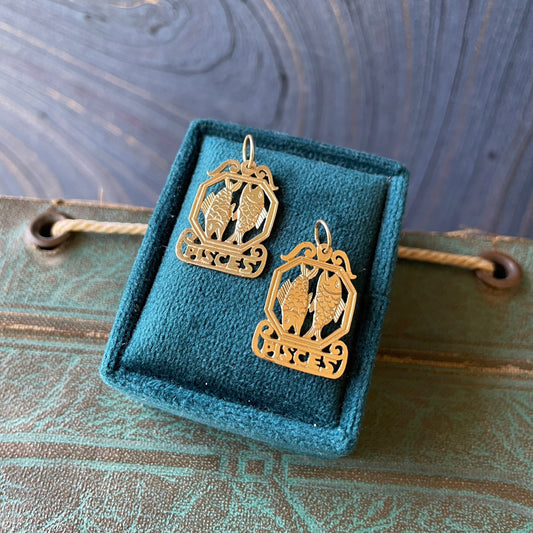 14k yellow gold cutout pisces charms