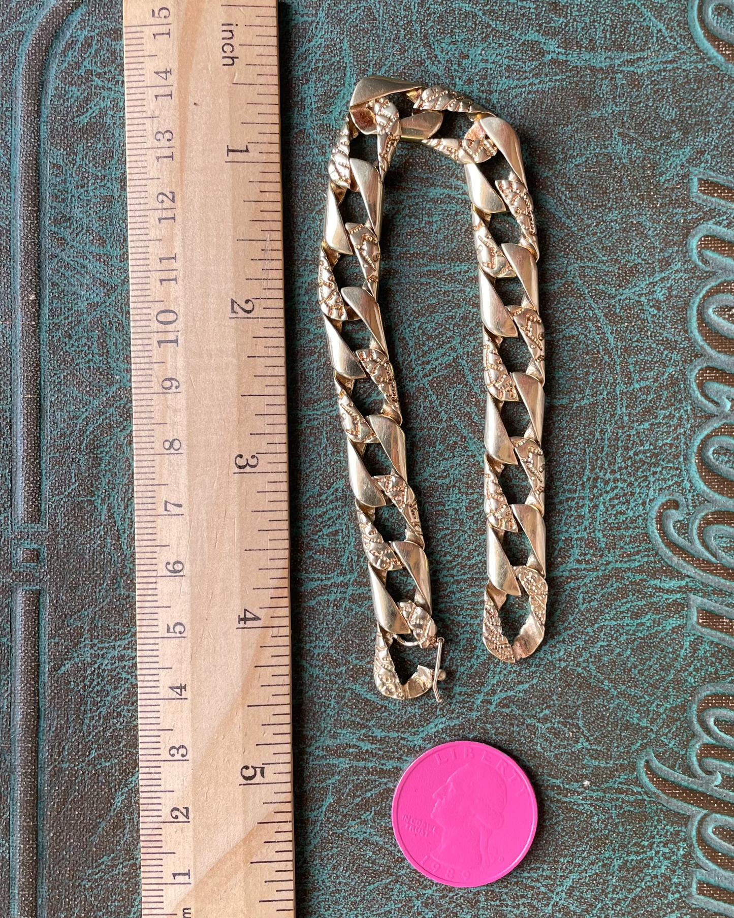Two Texture Curb Bracelet - 14k