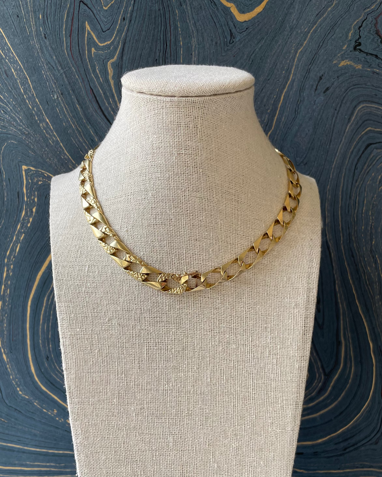 Two Texture Curb Bracelet - 14k