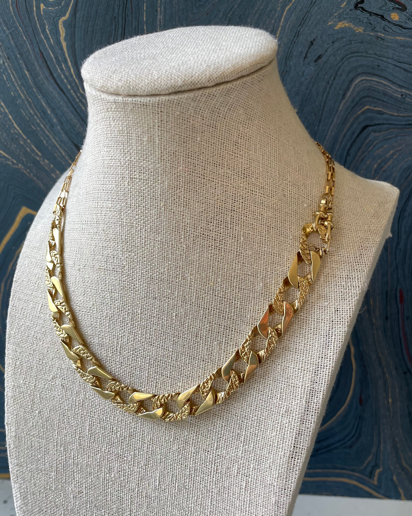 Two Texture Curb Bracelet - 14k