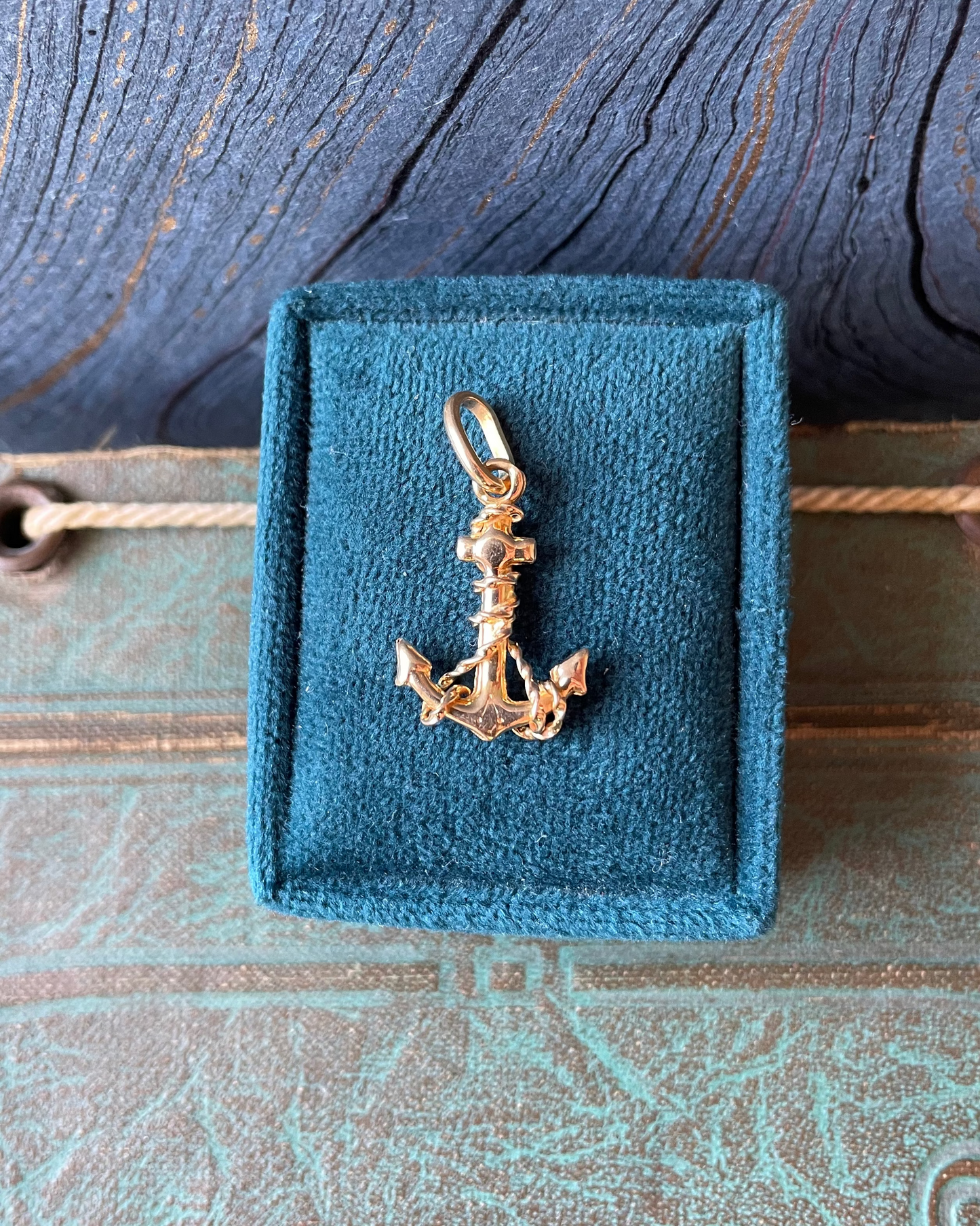 Anchor & Rope Charm - 14k