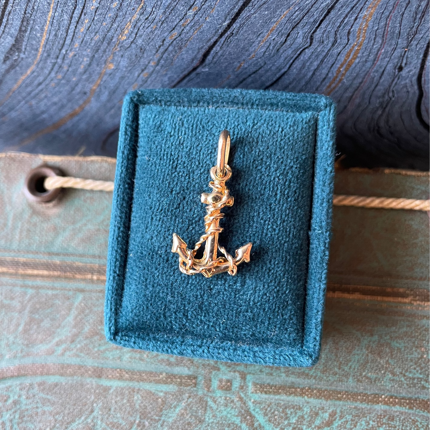 Anchor & Rope Charm - 14k