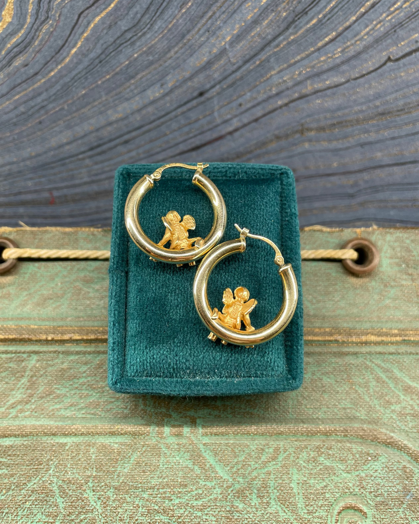 Angels with Stars Hoops - 14k