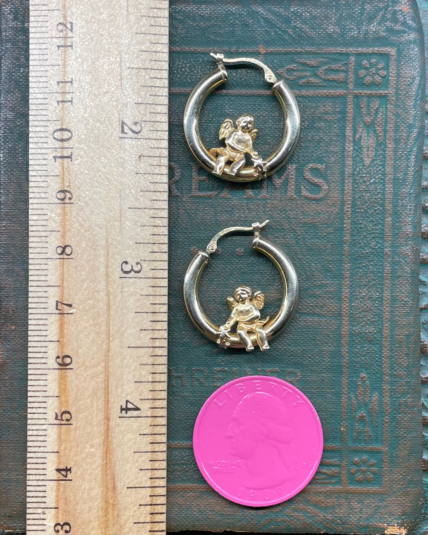 Angels with Stars Hoops - 14k
