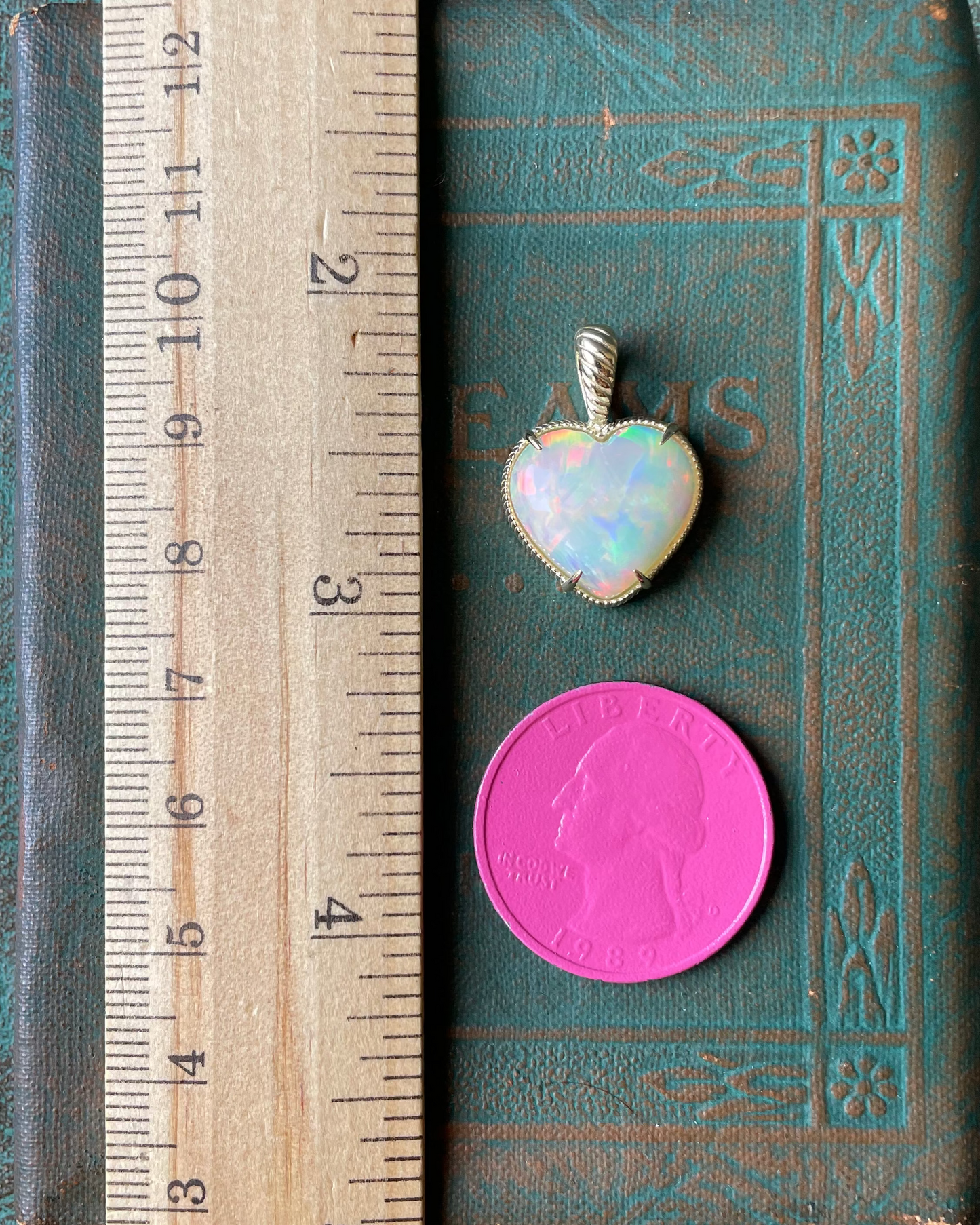 Big Twisted Heart Opal Pendant - 14k