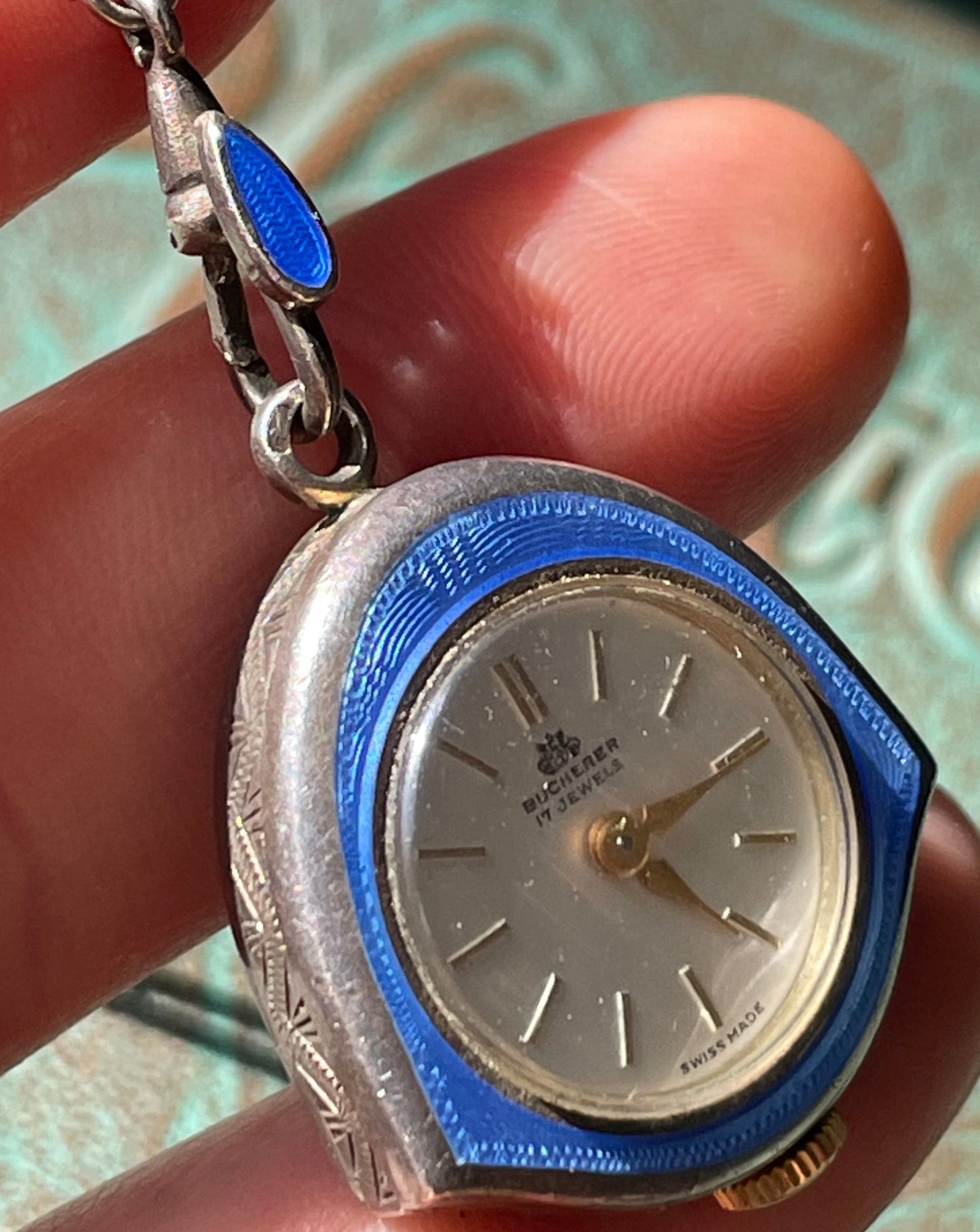 Bucherer Enamel Watch - Silver
