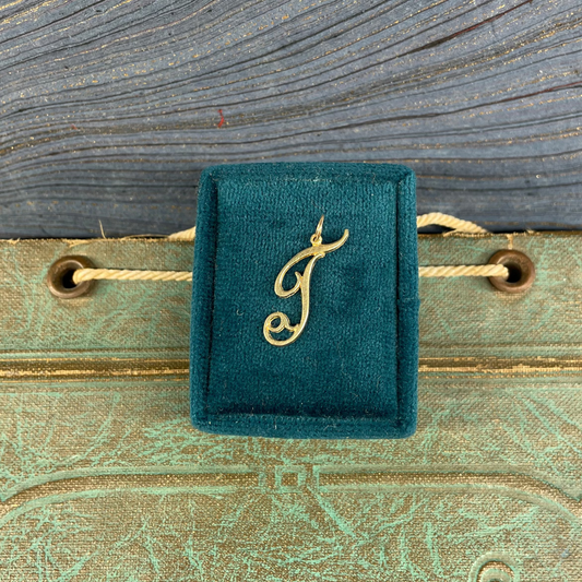 Cursive T Inital Charm - 12k
