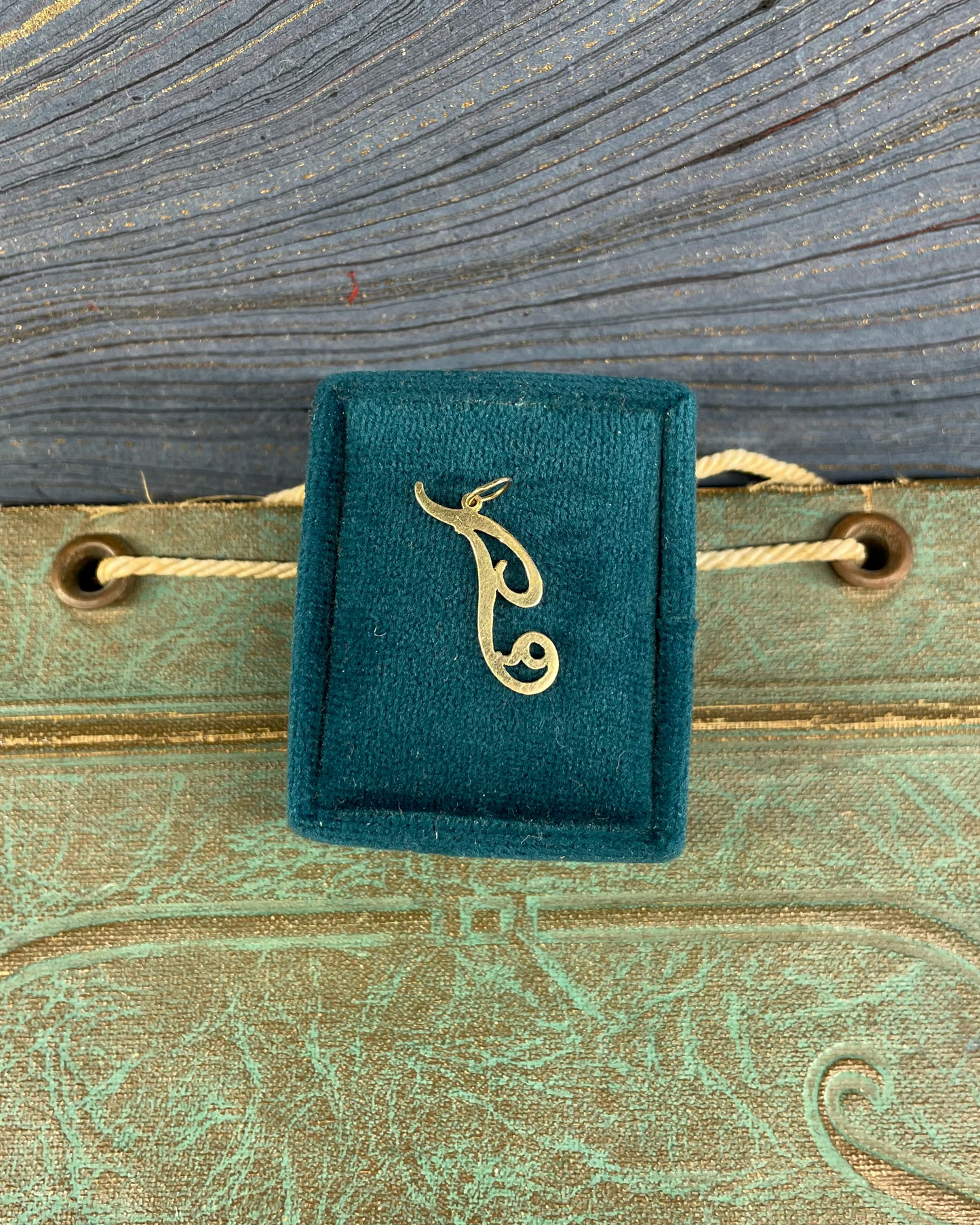 Cursive T Inital Charm - 12k