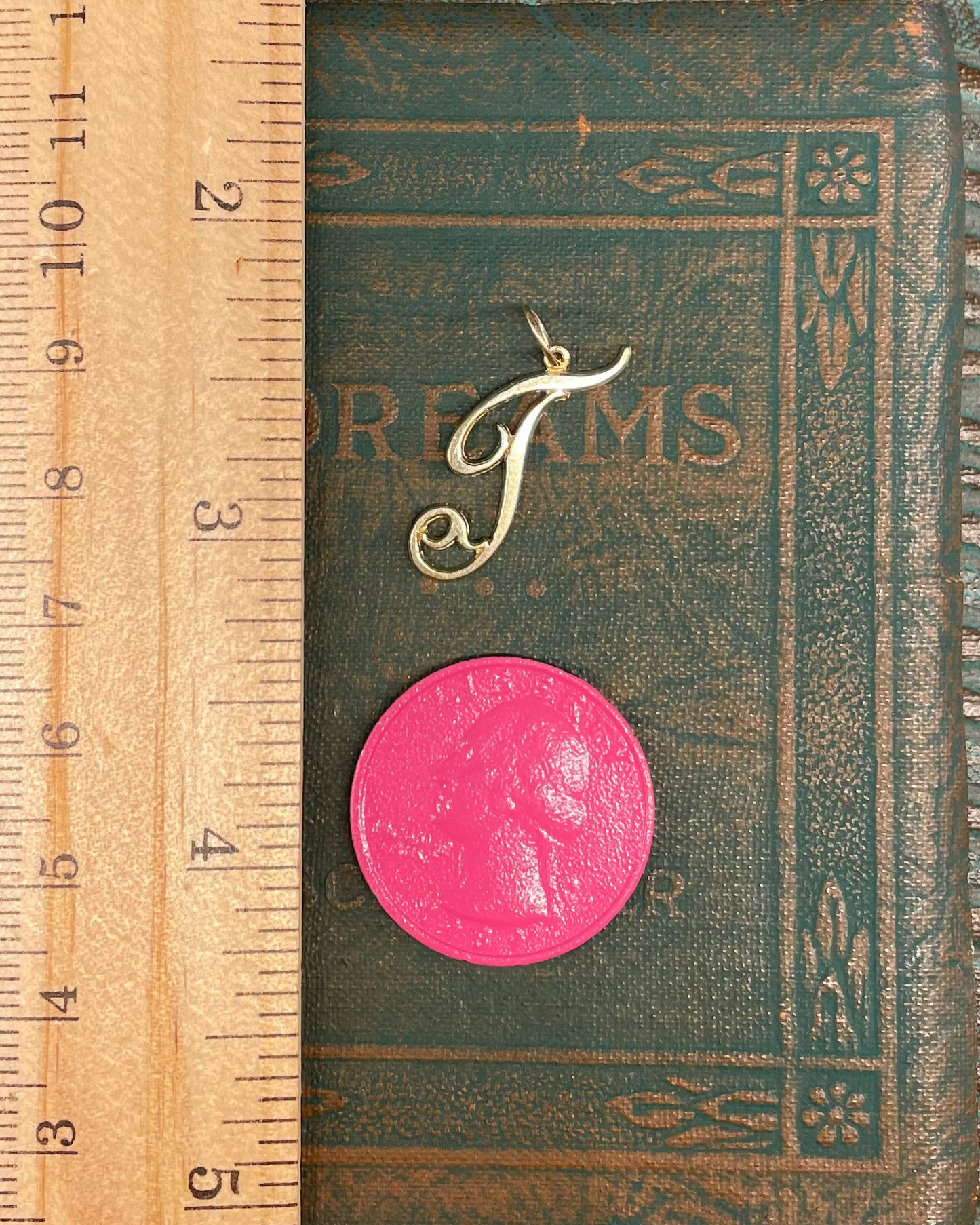 Cursive T Inital Charm - 12k