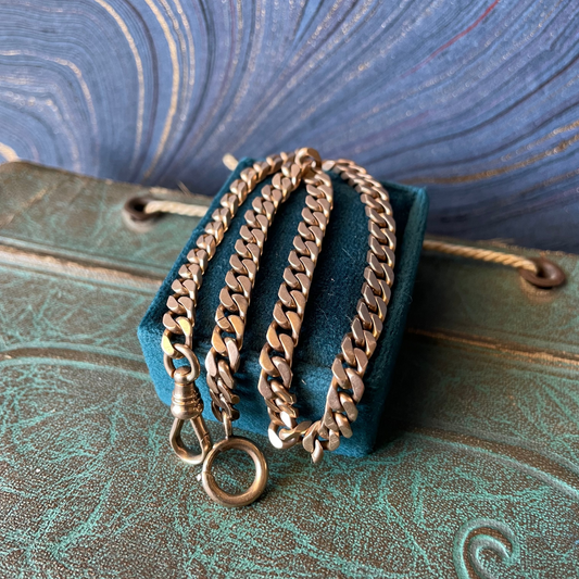 Flat Curb Watch Chain - 9k