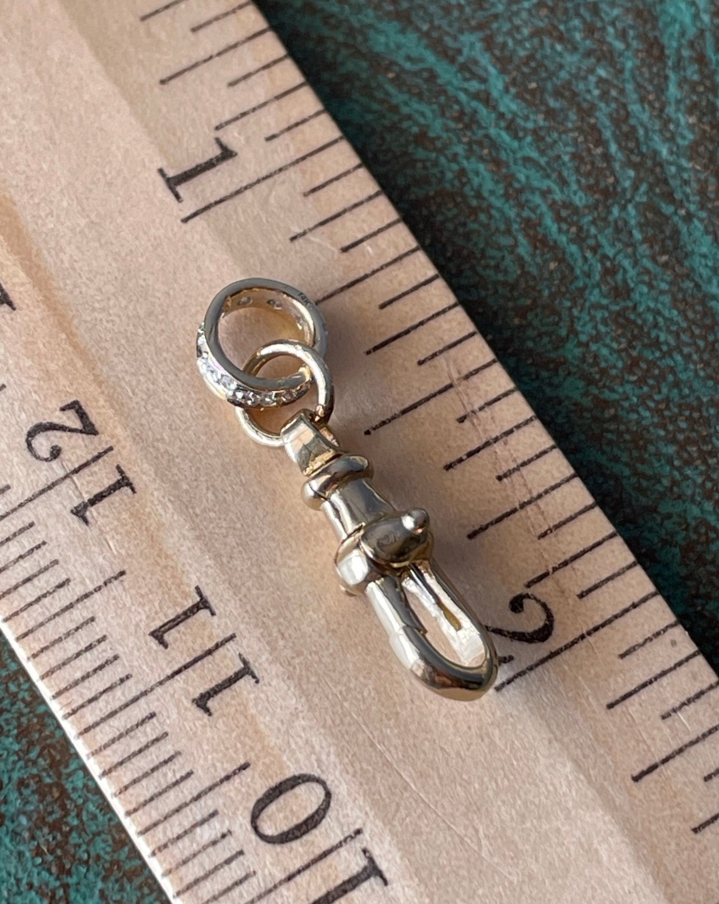 Dog Clip Clasp Charm with Diamonds - 14k