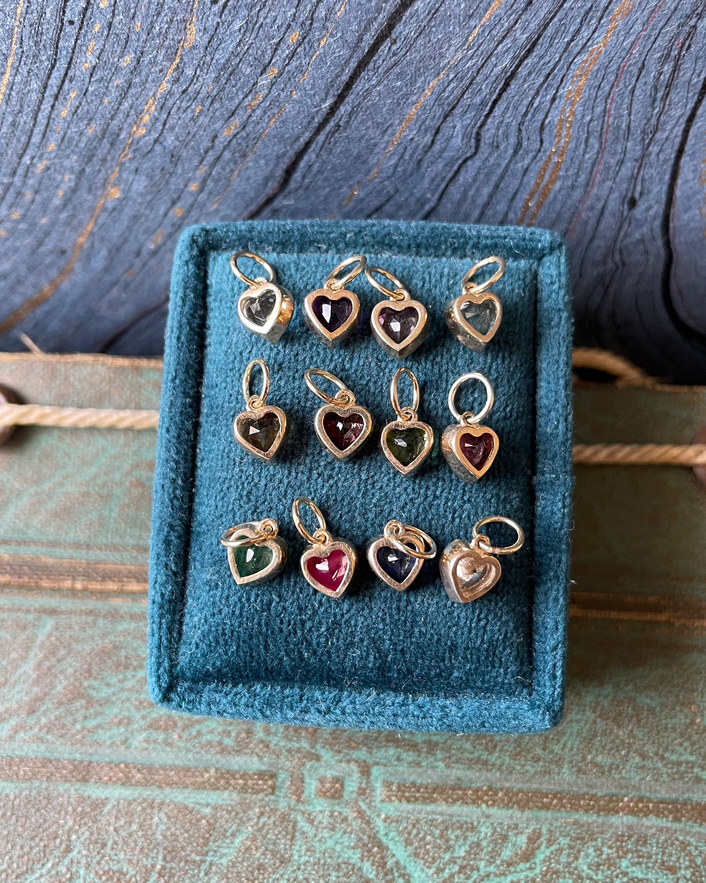 Gemstone Heart Charms - 14k