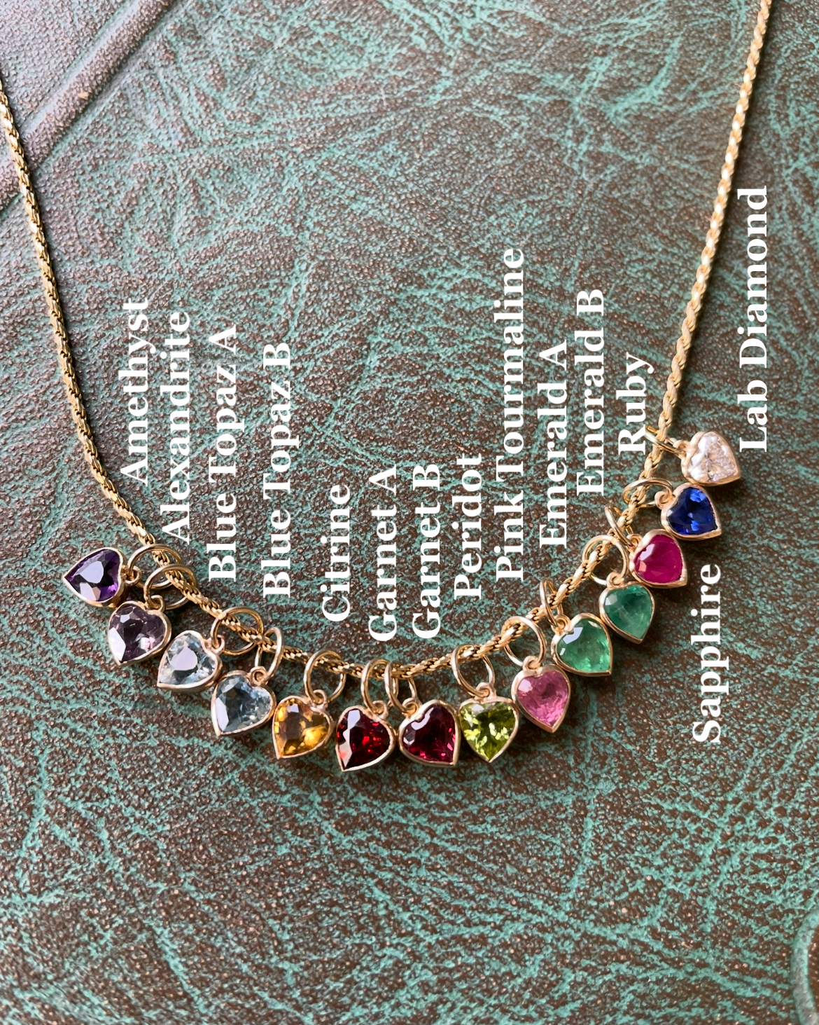 Gemstone Heart Charms - 14k