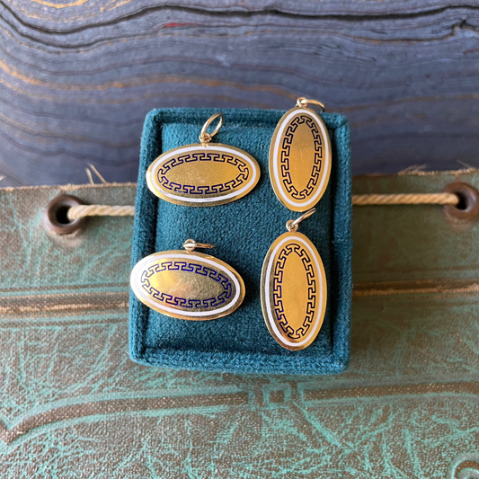 Greek Enameled Cufflink Charms - 14k