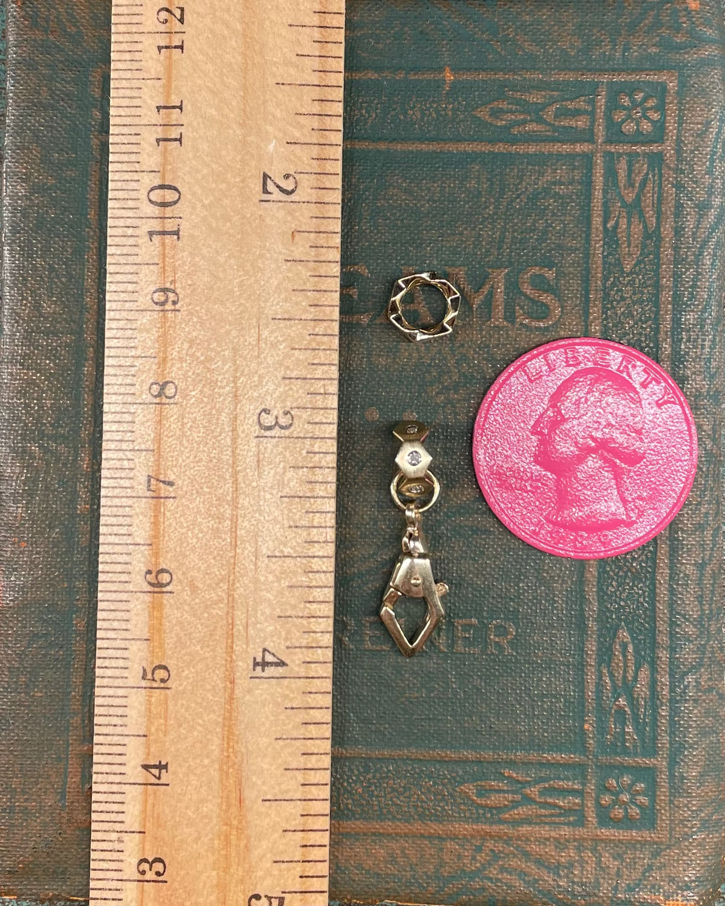 Hex Pointer Clasp Charm - 14k