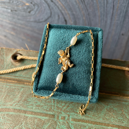 Hold On Cherub Anklet or Bracelet - 14k