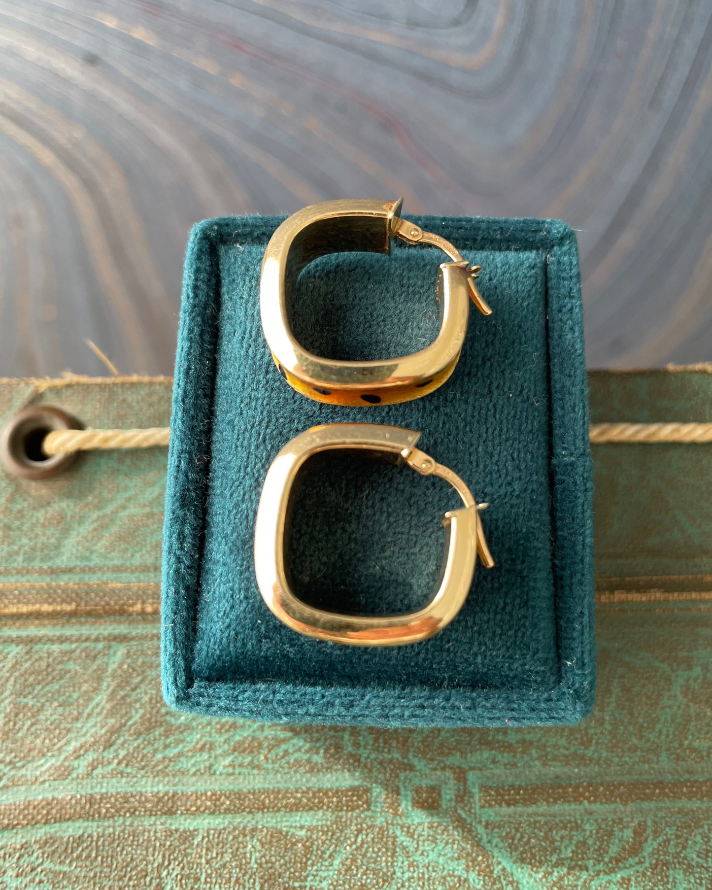 Cheetah Enamel Hoops - 14k