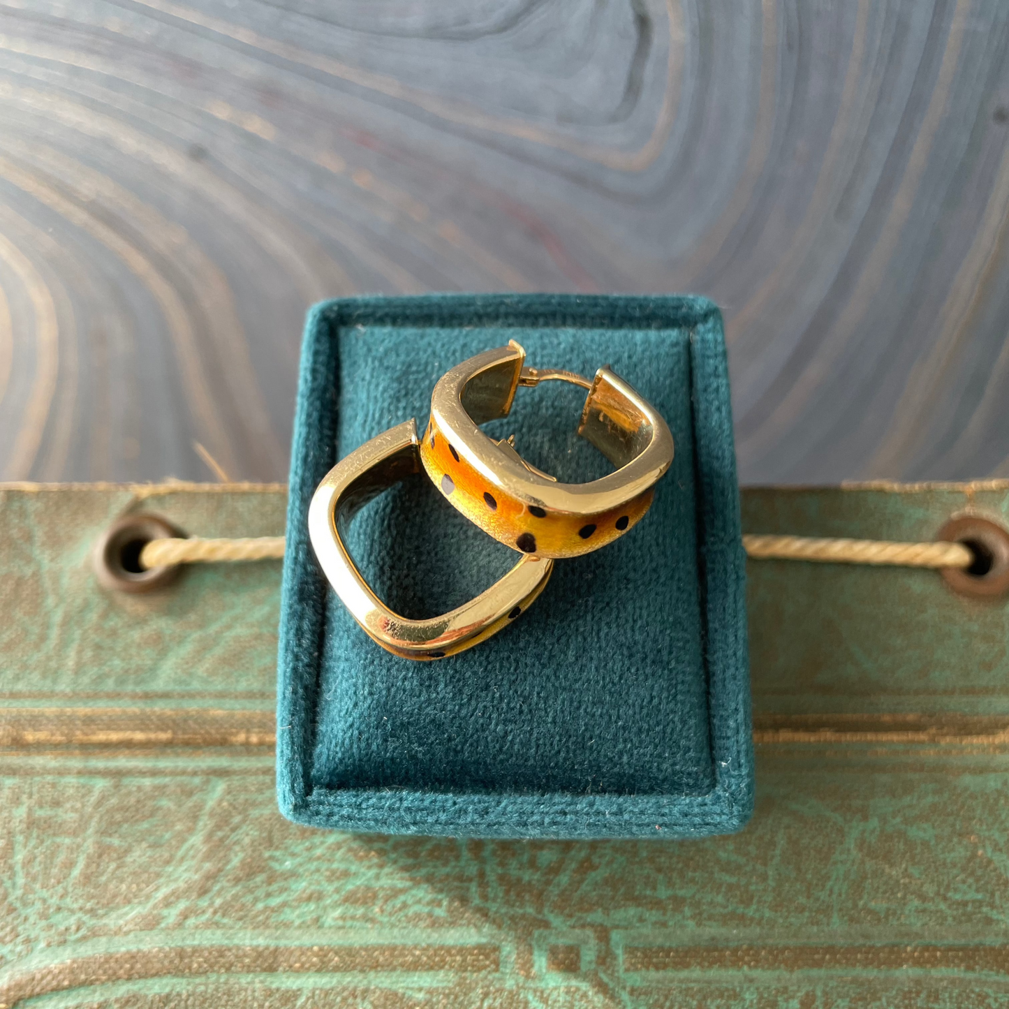 Cheetah Enamel Hoops - 14k