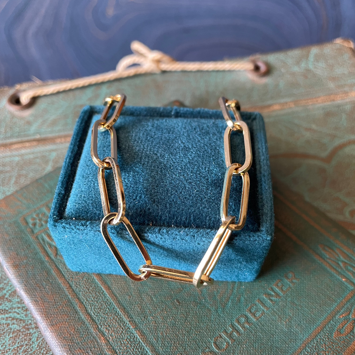 14k yellow gold squared paperclip bracelet