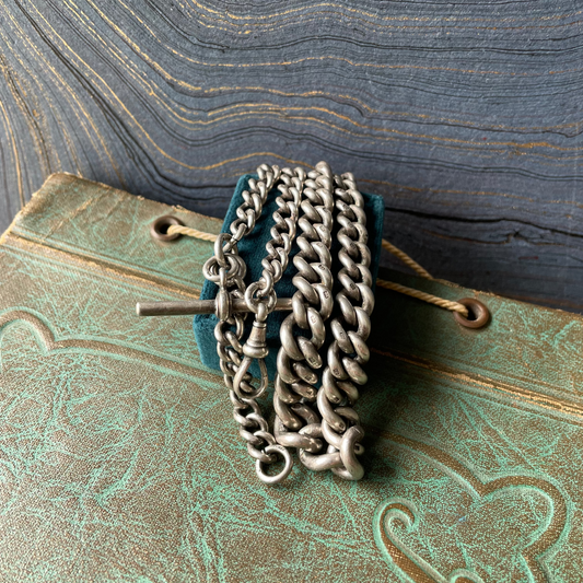 Watch Chain Large Graduated Curb - Silver