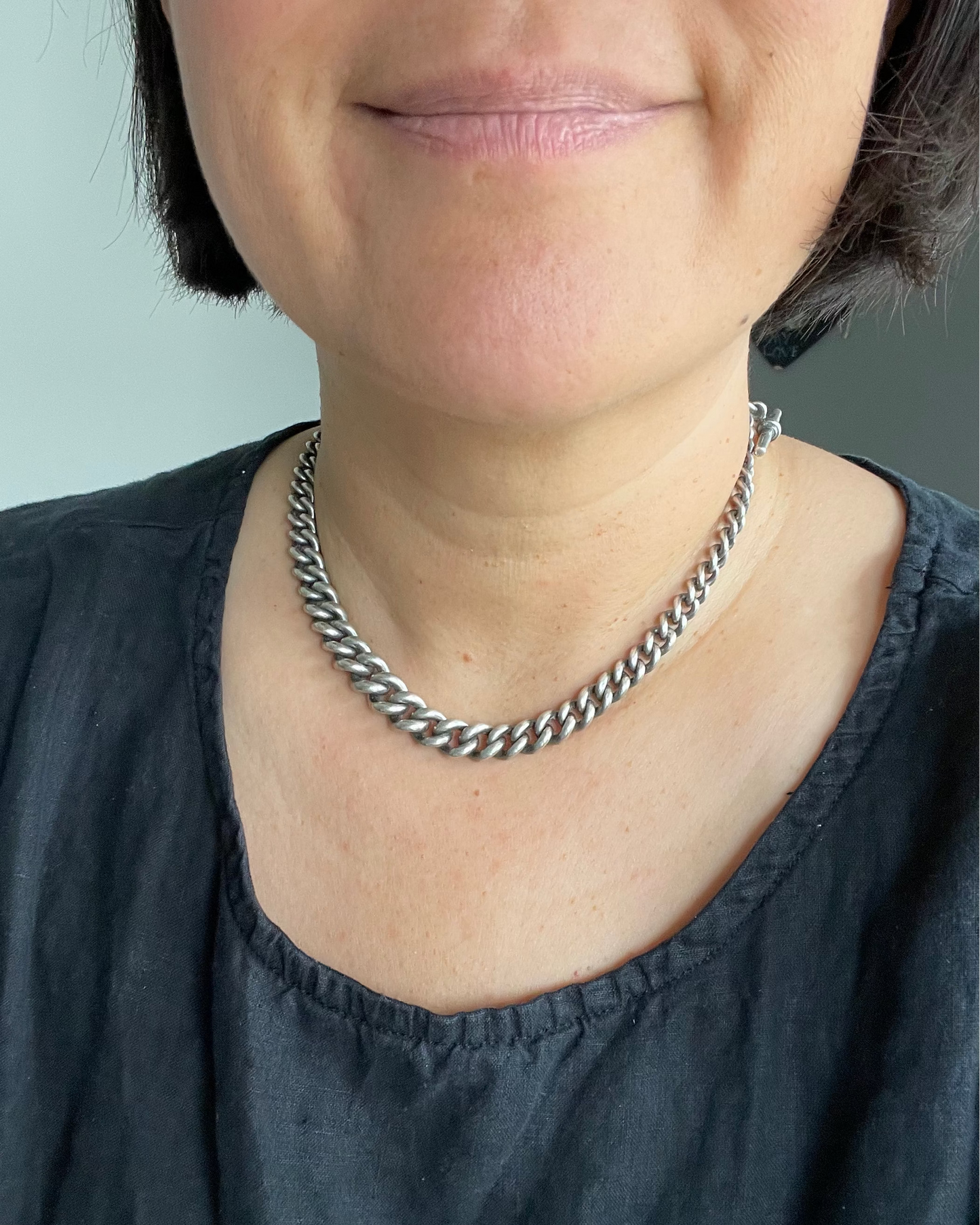 Watch Chain Large Graduated Curb - Silver