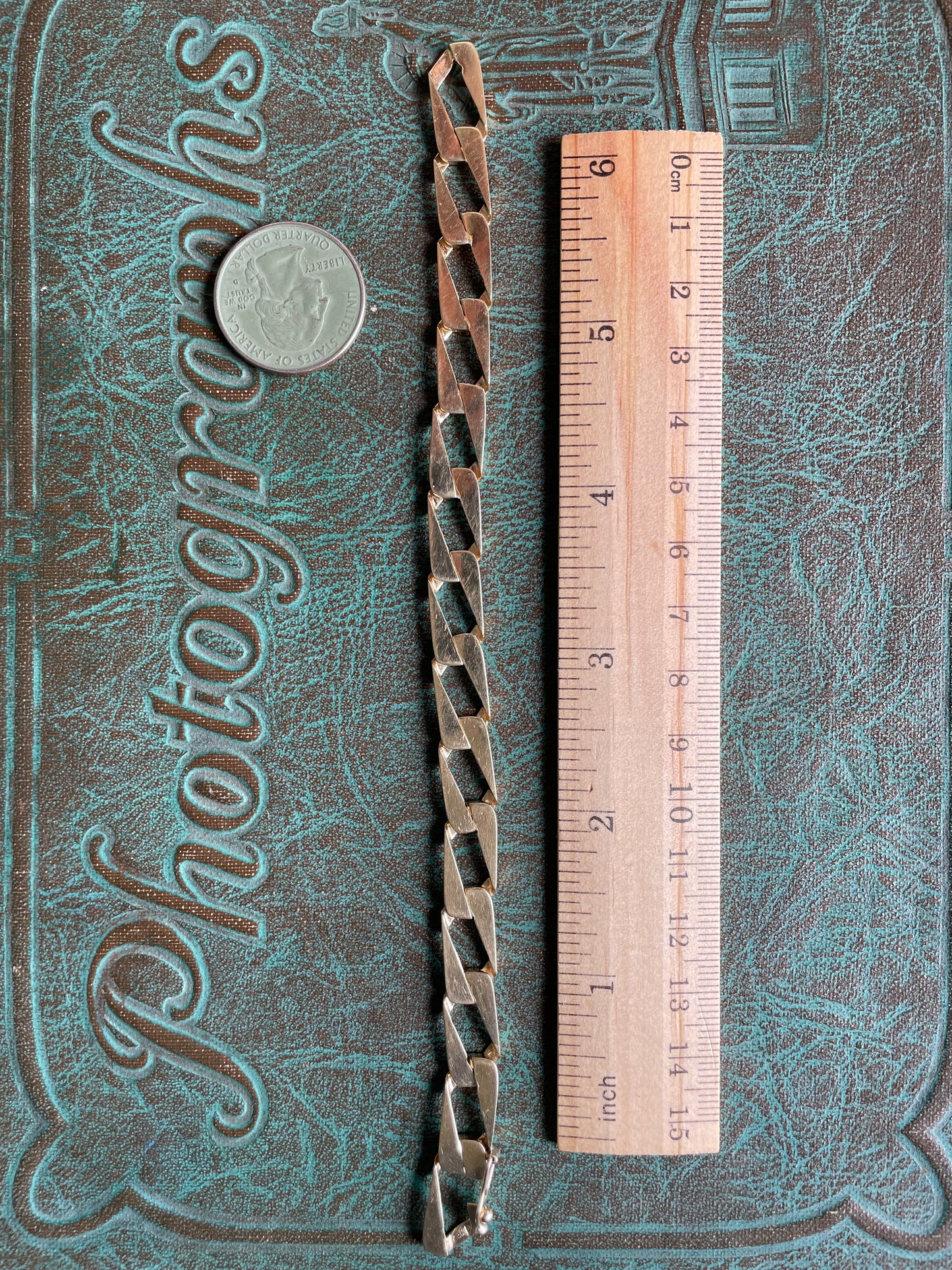Elongated Rectangular Curb Bracelet- 14k