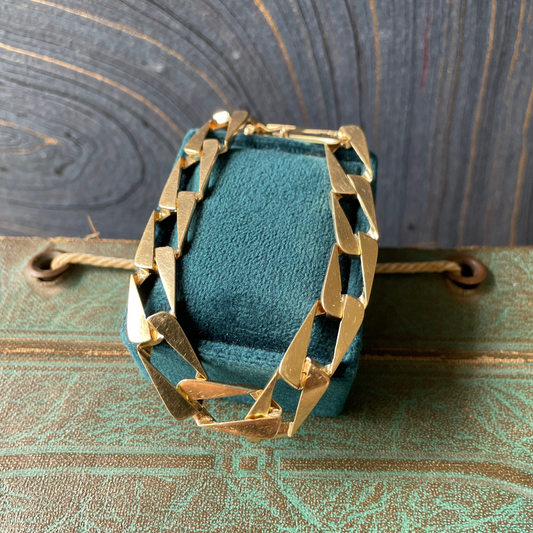 Elongated Rectangular Curb Bracelet- 14k