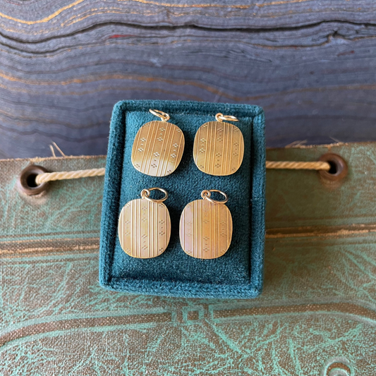 Ikat Stripe Cufflink Charm - 14k