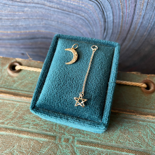 Moon & Falling Star Duo - 14k