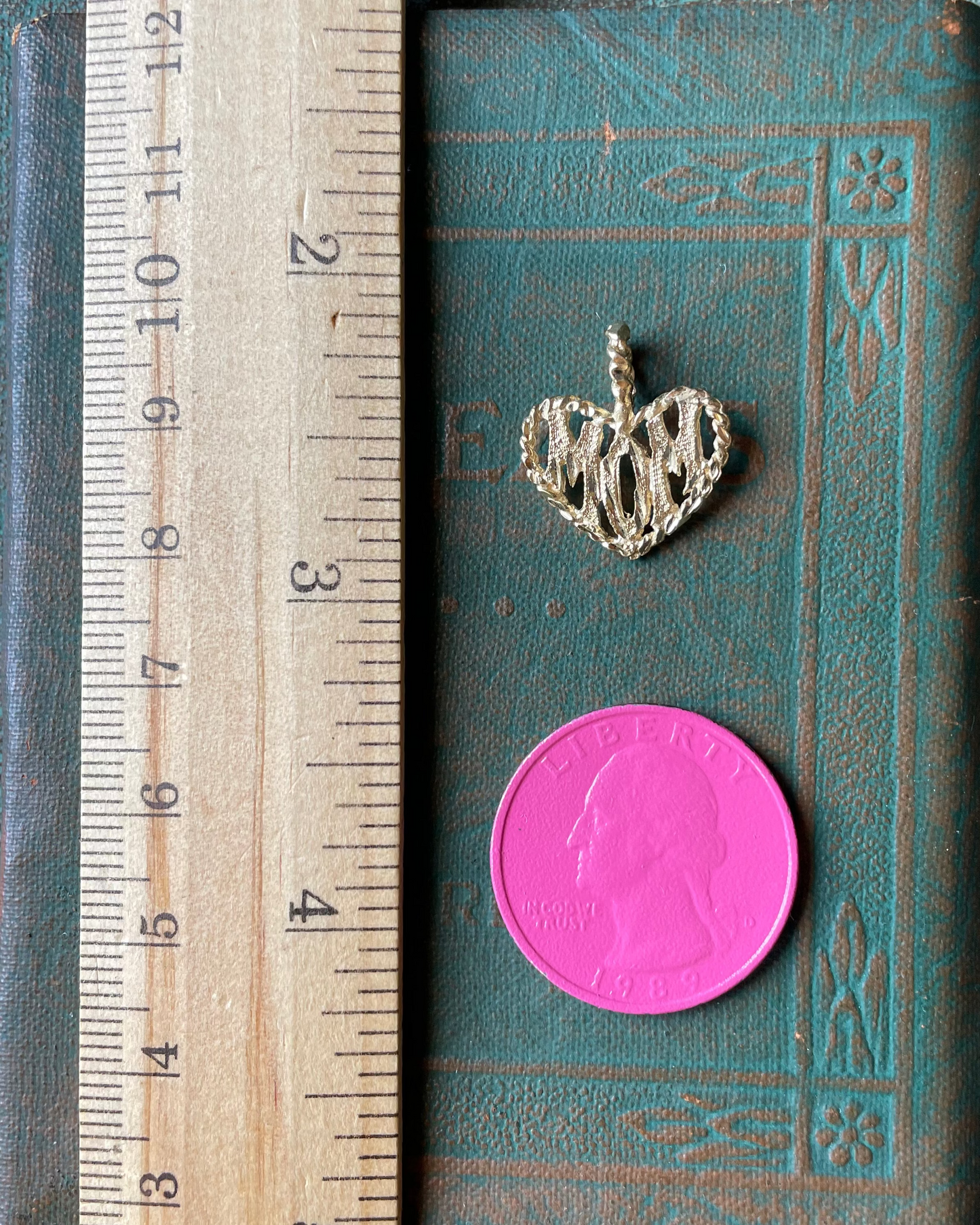 Tied to Mom Heart Charm - 14k