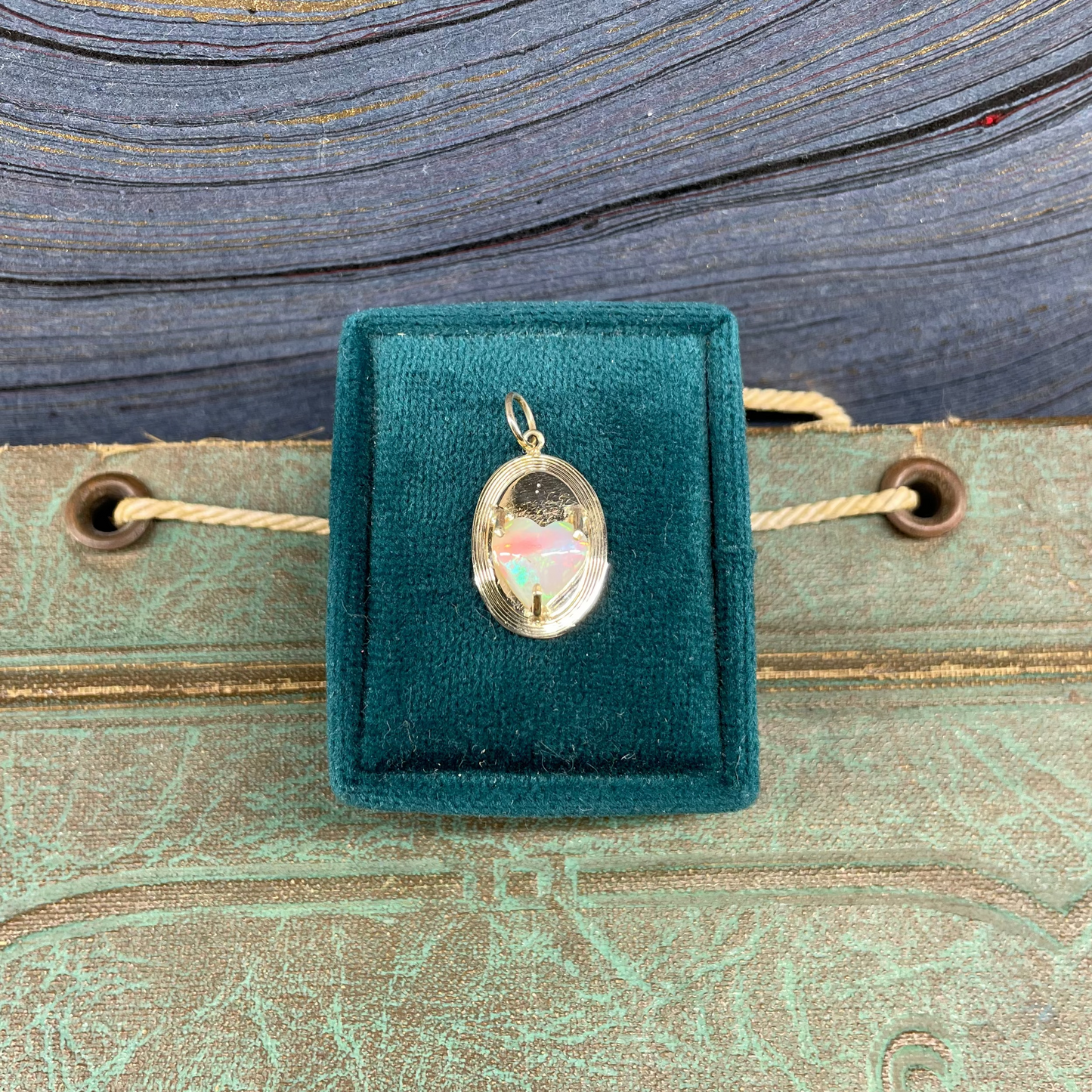 Opal Heart Cufflink - 14k