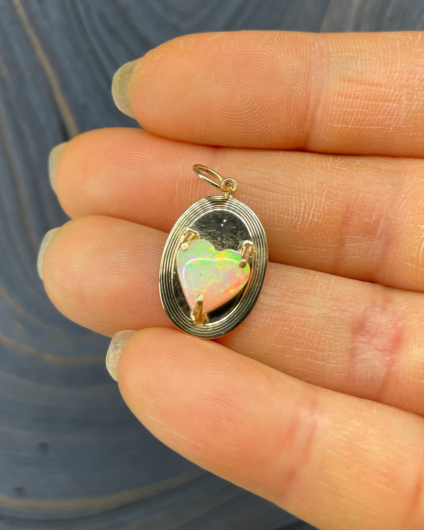 Opal Heart Cufflink - 14k