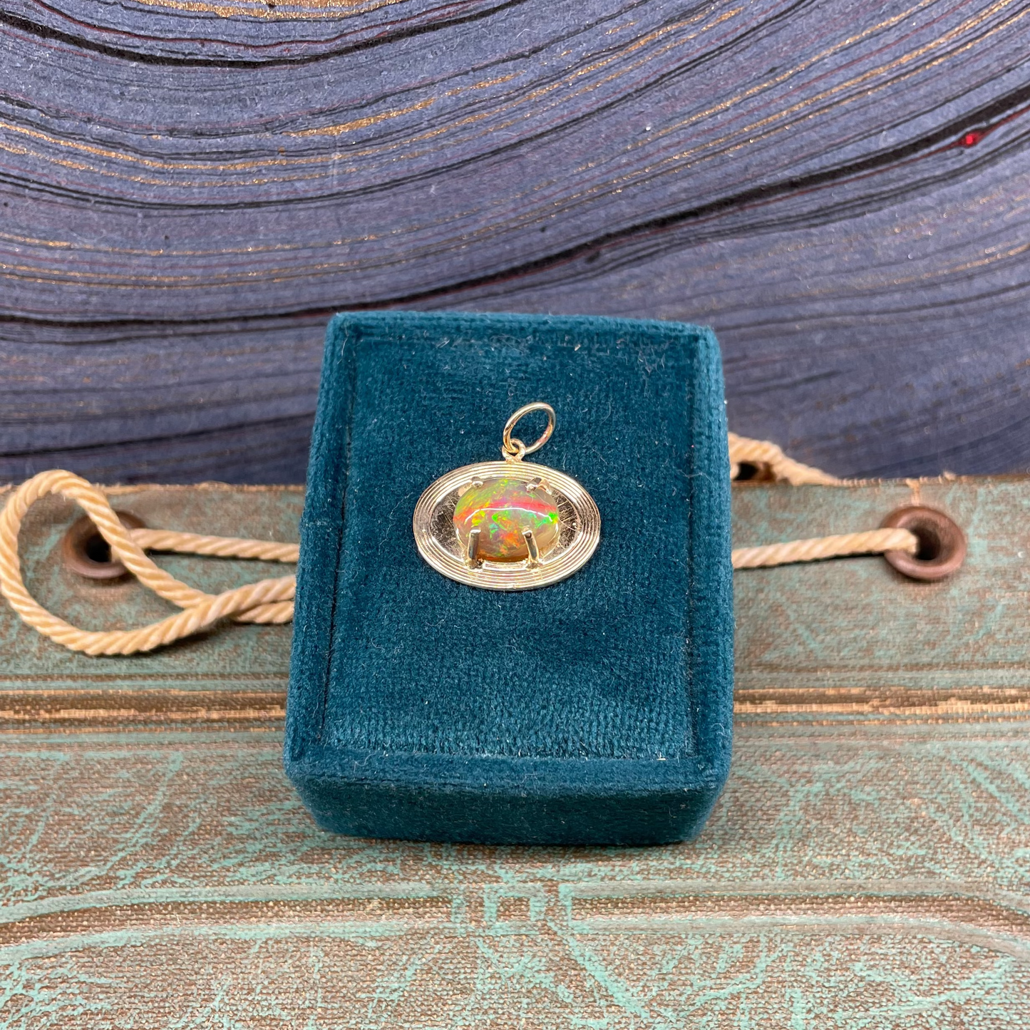 Oval Opal Cufflink Charm - 14k